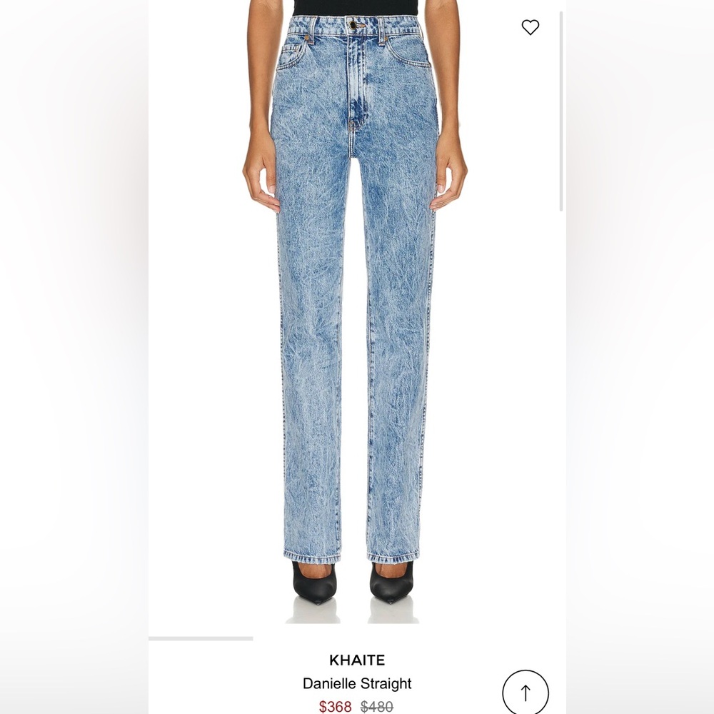 KHAITE Danielle Straight Light Blue Acid-Wash Jeans